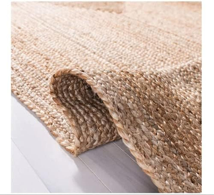 Handwoven Jute Area Rug - 6x9 Feet Natural Yarn - Rustic Vintage Beige Braided Reversible Rectangular Rugs for Bedroom - Kitchen - Living Room - Farmhouse (6' x 9')