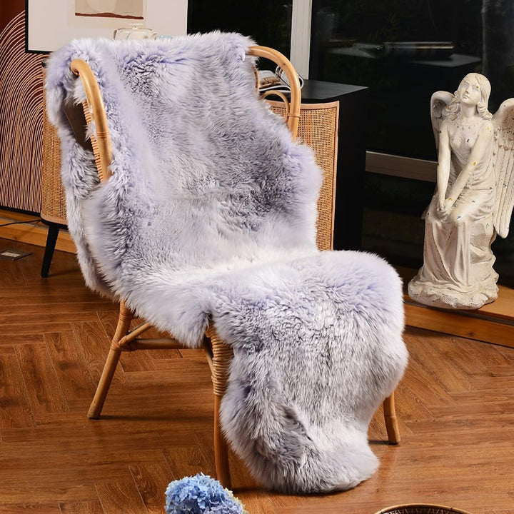 Genuine Sheepskin Area Rug Wool Rug Fur Carpet Fluffy Shaggy Fur Rug for Living Room Kids Bedroom Real Sheepskin Throw Lambskin Rugs Sofa Mat Chair Seat Covers (Tan, 2 x 6 ft Sheepskin)