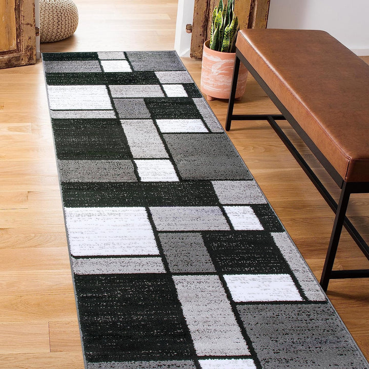 Contemporary Modern Boxes for Home Office, Living Room, Bedroom, Kitchen Non Shedding Area Rug