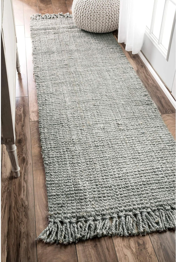 Daniela Jute Tassel Hand Woven Area Rug, Off White, Solid Chunky Farmhouse Design, Natural Fiber, For Bedroom, Dining Room, Living Room, Hallway, Office, Entryway