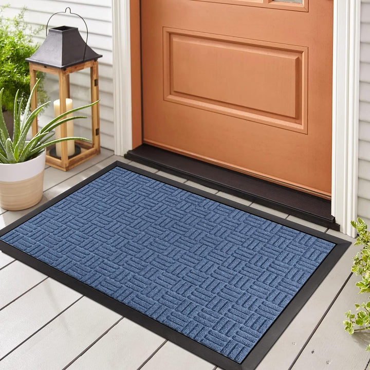 Front Door Mat, Heavy Duty Durable Welcome Mat for Outdoor Indoor, Dirt Trapper Waterproof Super Absorbent Door Mat for Entryway, Outside, Patio, Porch