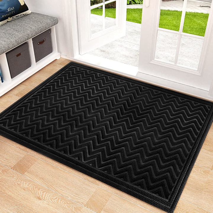 Front Door Mat, Heavy Duty Durable Welcome Mat for Outdoor Indoor, Dirt Trapper Waterproof Super Absorbent Door Mat for Entryway, Outside, Patio, Porch