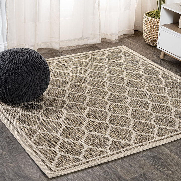 Trebol Moroccan Trellis Textured Weave Indoor Outdoor Area Rug, Modern, Bohemian, LivingRoom, Backyard