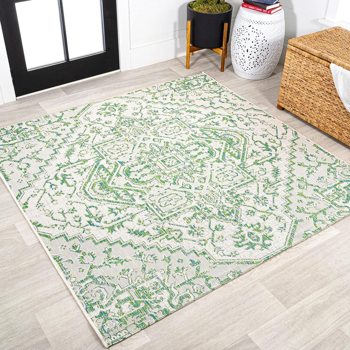 Estrella Bohemian Medallion Textured Weave Indoor/Outdoor Area-Rug, Coastal, Easy-Cleaning, HighTraffic, LivingRoom, Backyard, Non Shedding