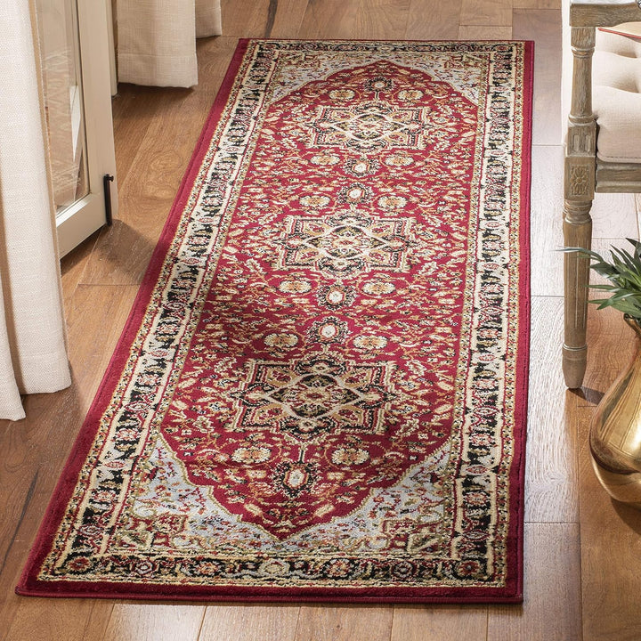 Lyndhurst Collection Area Rug - 9' x 12', Ivory & Red, Traditional Oriental Design, Non-Shedding & Easy Care, Ideal for High Traffic Areas in Living Room, Bedroom (LNH330A)