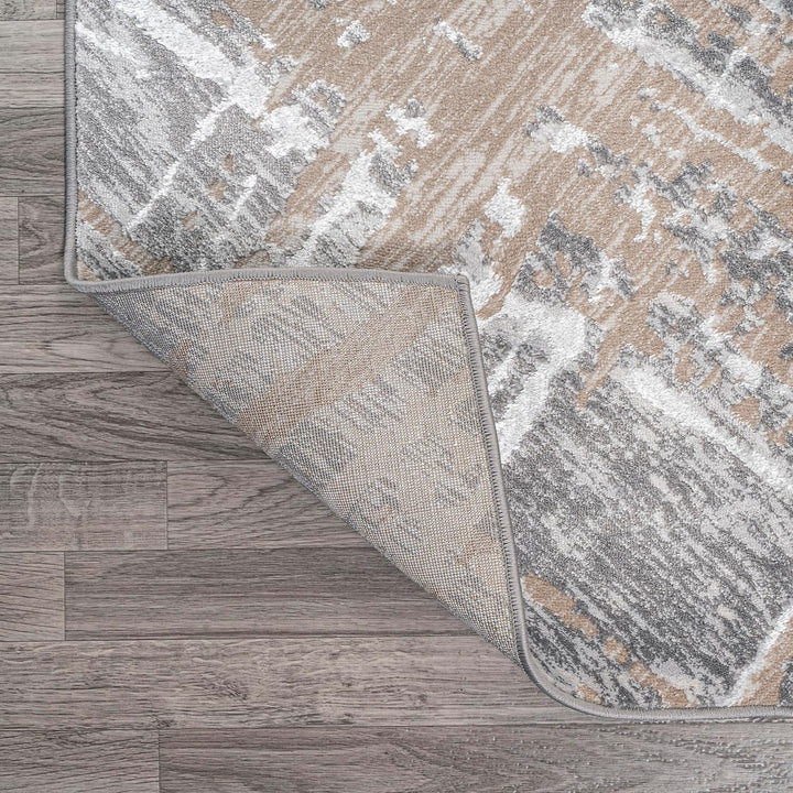 SOR201C-5 Slant Modern Abstract Indoor Area Rug, Transitional, Contemporary, Solid & Striped, Bedroom, Kitchen, Living Room, Easy-Cleaning, Non-Shedding, 5 X 8, Beige/Gray