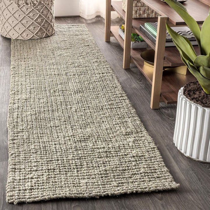 NRF102A-3 Pata Hand Woven Chunky Jute Indoor Area -rug Bohemian Farmhouse Easy -cleaning Bedroom Kitchen Living Room Non Shedding, 3 ft x 5 ft, Natural Color