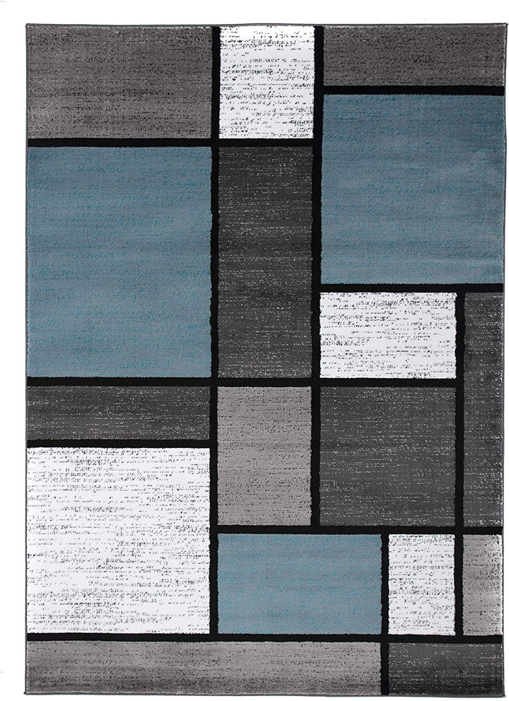 Contemporary Modern Boxes for Home Office, Living Room, Bedroom, Kitchen Non Shedding Area Rug