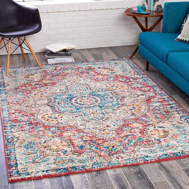 Romaine Vintage Medallion Area Rug, 5'3" x 7'6", Orange