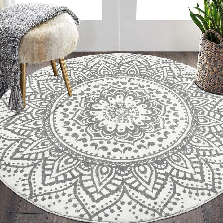 Boho Round Rugs, Washable Non Slip Round Area Rug Throw Soft Cute Round Nursery Rug Soft Fluffy Bathroom Rug Circle Rug for Bedroom Dorm Kids Room Nursery