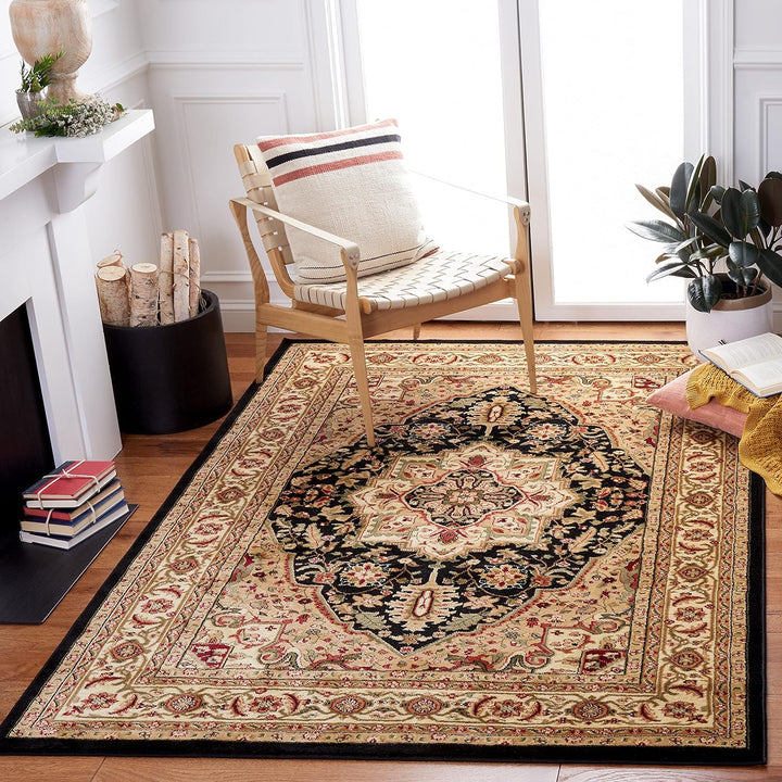 Lyndhurst Collection Area Rug - 9' x 12', Ivory & Red, Traditional Oriental Design, Non-Shedding & Easy Care, Ideal for High Traffic Areas in Living Room, Bedroom (LNH330A)