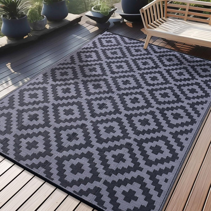 Waterproof Outdoor Rug, Reversible Plastic Straw Patio Rug for Camping, RV Mat Outside, Indoor Outdoor Carpet for Porch, Deck, Backyard, Camper, Balcony, Picnic