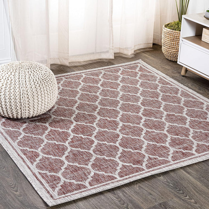 Trebol Moroccan Trellis Textured Weave Indoor Outdoor Area Rug, Modern, Bohemian, LivingRoom, Backyard