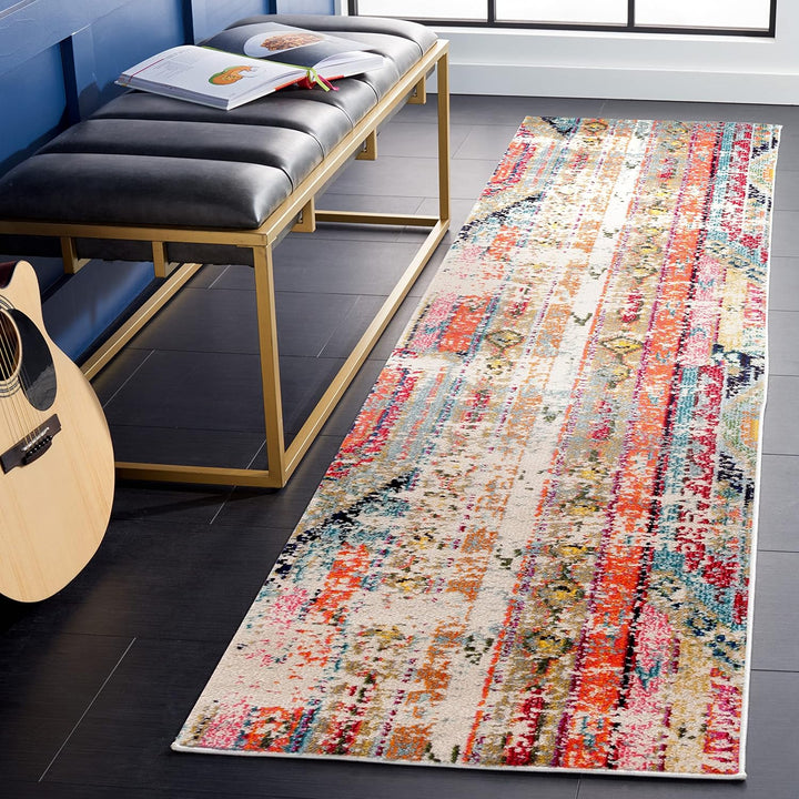 Monaco Collection Area Rug - Boho Chic Tribal Distressed Design, Non-Shedding & Easy Care, Ideal for High Traffic Areas in Living Room, Bedroom