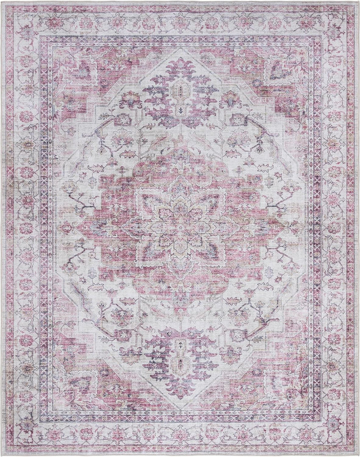 Printed Indoor Boho Area Rug - Non Slip, Ultra Thin, Super Strong, Printed Rug - Home Décor for Entryway, Bedroom, Living Room - 6x9 Medium, Cullen Red, 28939