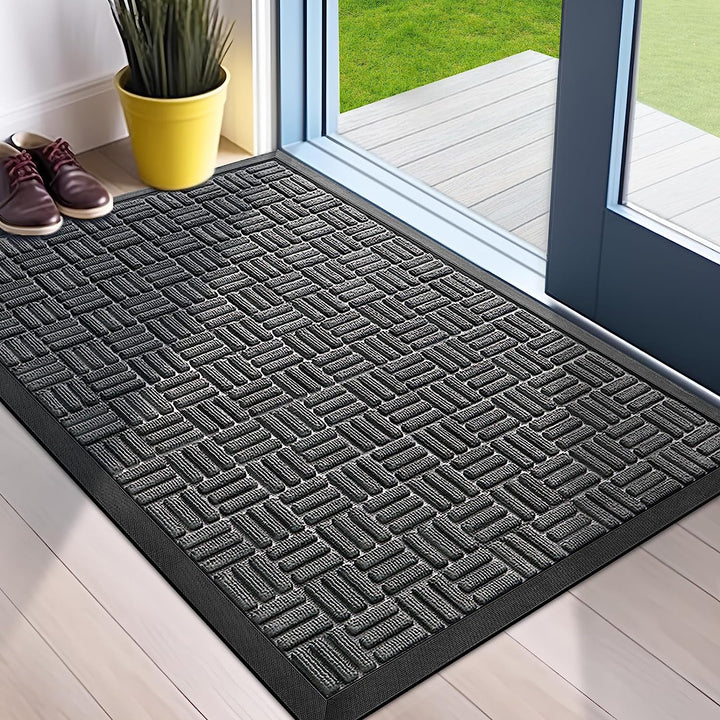 Front Door Mat, Heavy Duty Durable Welcome Mat for Outdoor Indoor, Dirt Trapper Waterproof Super Absorbent Door Mat for Entryway, Outside, Patio, Porch