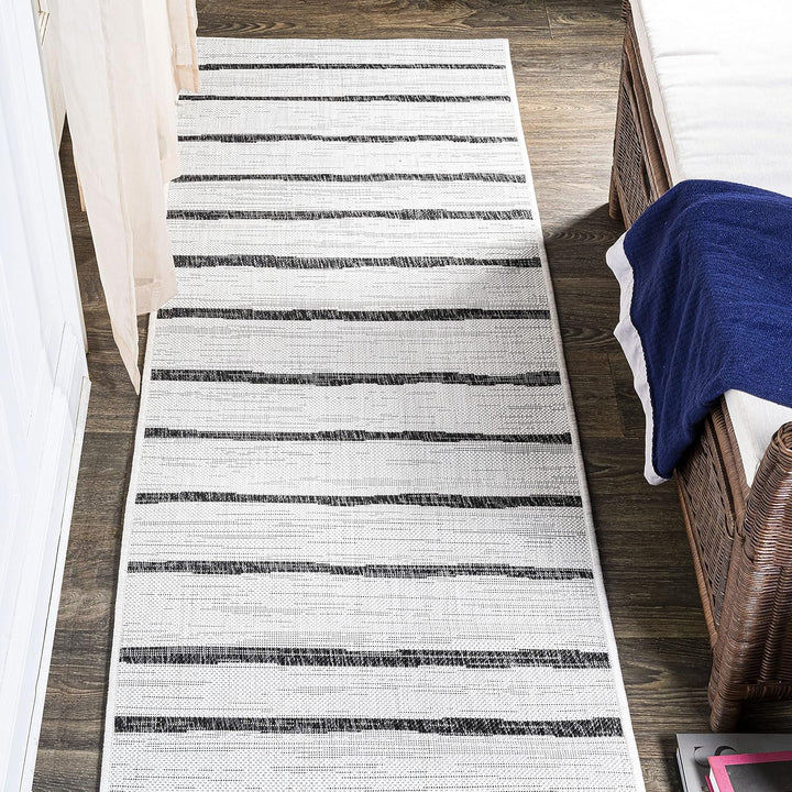 Colonia Berber Stripe Indoor Outdoor Area-Rug, Bohemian, Contemporary, Easy-Cleaning, Bedroom, Kitchen, Backyard, Patio, Non Shedding