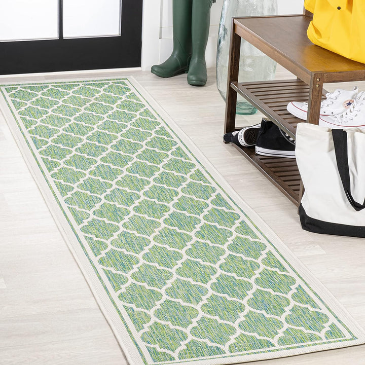 Trebol Moroccan Trellis Textured Weave Indoor Outdoor Area Rug, Modern, Bohemian, LivingRoom, Backyard