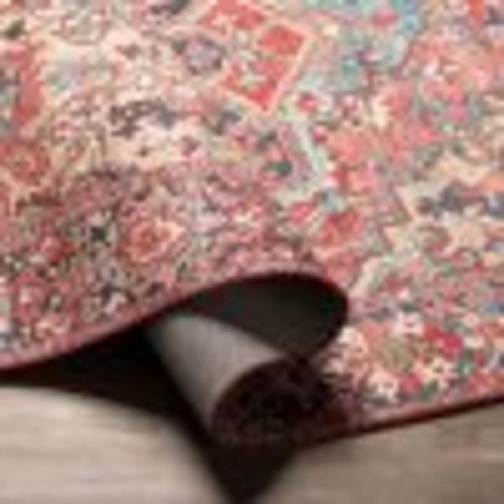 Reeta Printed Medallion Area Rug,7'6" x 9'6",Bright Red/Wheat