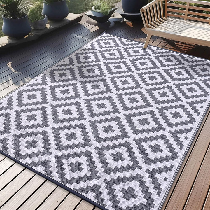 Waterproof Outdoor Rug, Reversible Plastic Straw Patio Rug for Camping, RV Mat Outside, Indoor Outdoor Carpet for Porch, Deck, Backyard, Camper, Balcony, Picnic