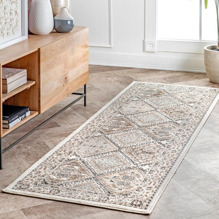 9x12 Becca Traditional Tiled Area Rug, Charcoal, Faded Transitional Design, Stain Resistant, For Bedroom, Dining Room, Living Room, Hallway, Office, Kitchen, Entryway