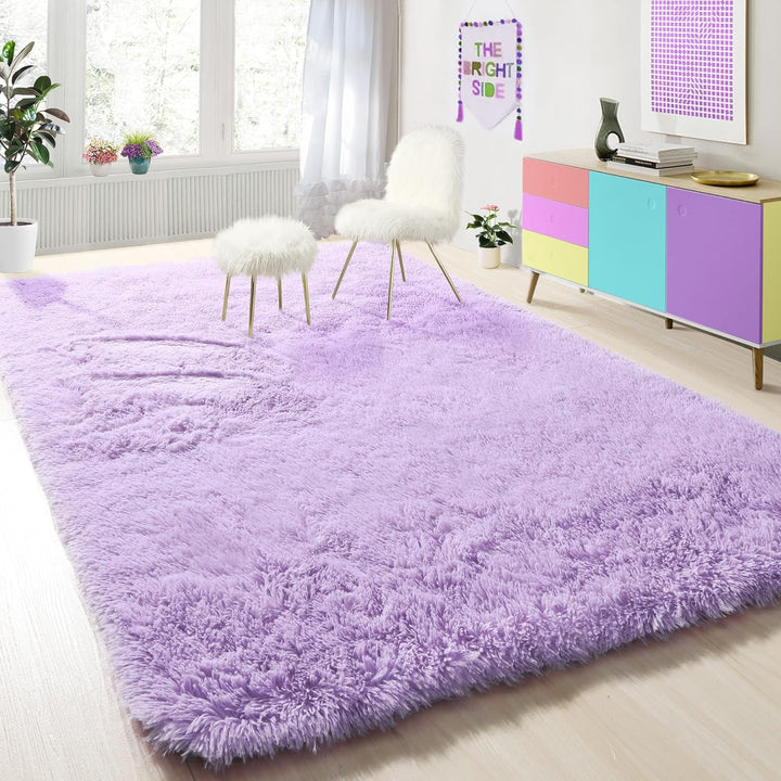 Pink Rugs for Girls Bedroom 4x6 Ft Fluffy Cute Girls Room Decor Aesthetic Area Rug Kawaii Baby Nursery Rug Plush Playroom Rug Shag Teen Girls Rug Thick Fur Dorm Rug Living Room Carpet