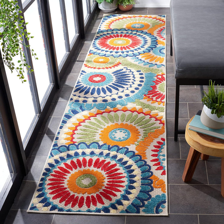 Cabana Collection Area Rug, Boho Medallion Design, Non-Shedding & Easy Care, Indoor/Outdoor & Washable-Ideal for Patio, Backyard, Mudroom