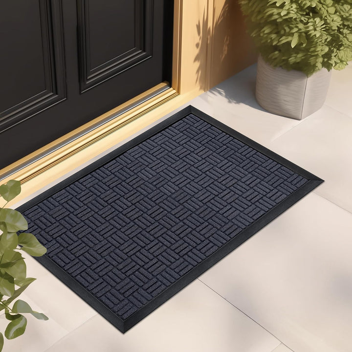 Front Door Mat, Heavy Duty Durable Welcome Mat for Outdoor Indoor, Dirt Trapper Waterproof Super Absorbent Door Mat for Entryway, Outside, Patio, Porch