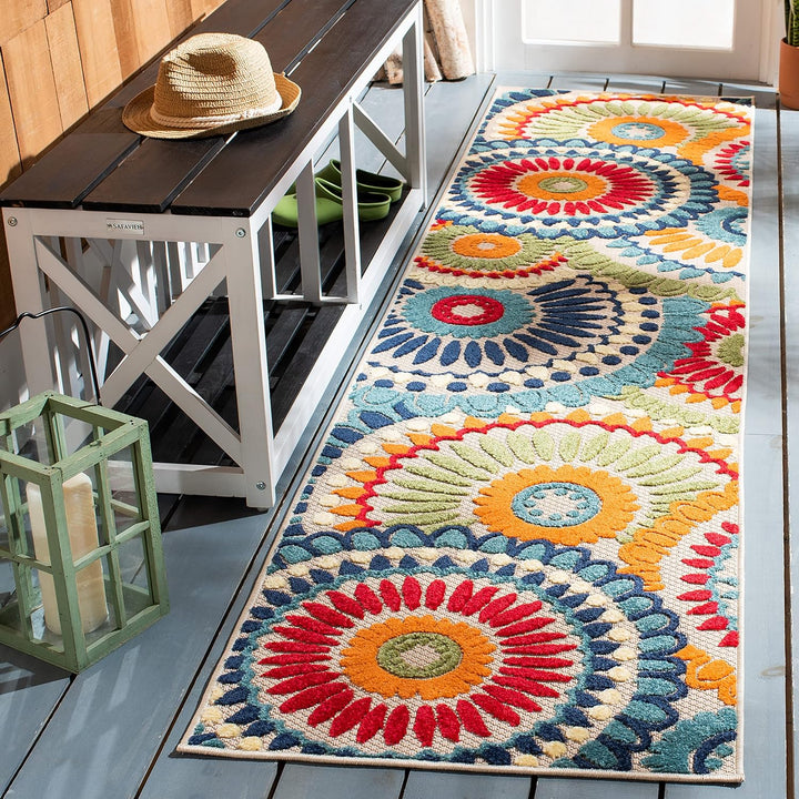 Cabana Collection Area Rug, Boho Medallion Design, Non-Shedding & Easy Care, Indoor/Outdoor & Washable-Ideal for Patio, Backyard, Mudroom