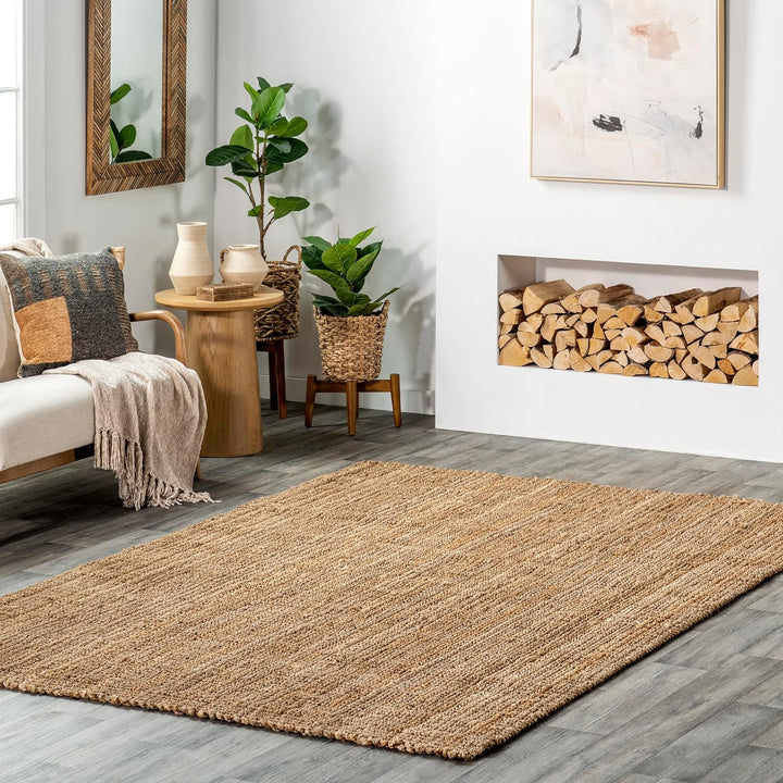 Ashli Solid Farmhouse Jute Accent Rug, Natural