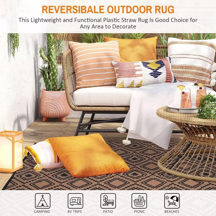 Outdoor Rugs for Patio Clearance, Waterproof Reversible Indoor Outdoor Rug Carpet, Portable Plastic Straw Rug for RV Camping, Picnic, Beach, Porch, Deck