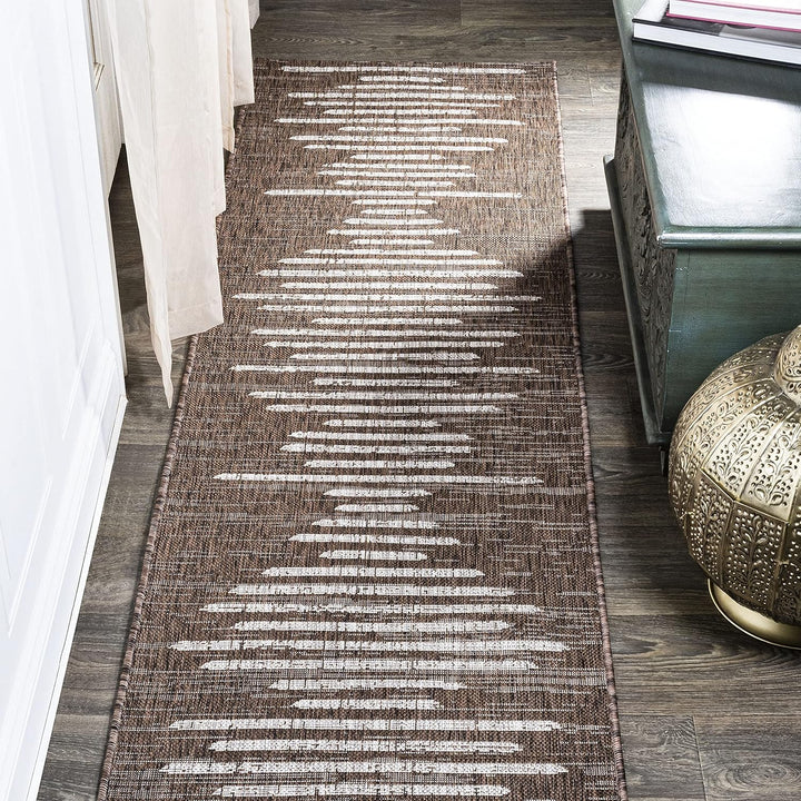 Zolak Berber Stripe Geometric Indoor Outdoor Area-Rug, Bohemian Contemporary Design, Easy-Cleaning, Bedroom, Kitchen, Backyard, Patio, Non Shedding