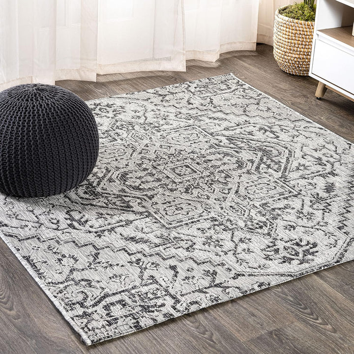 Estrella Bohemian Medallion Textured Weave Indoor/Outdoor Area-Rug, Coastal, Easy-Cleaning, HighTraffic, LivingRoom, Backyard, Non Shedding