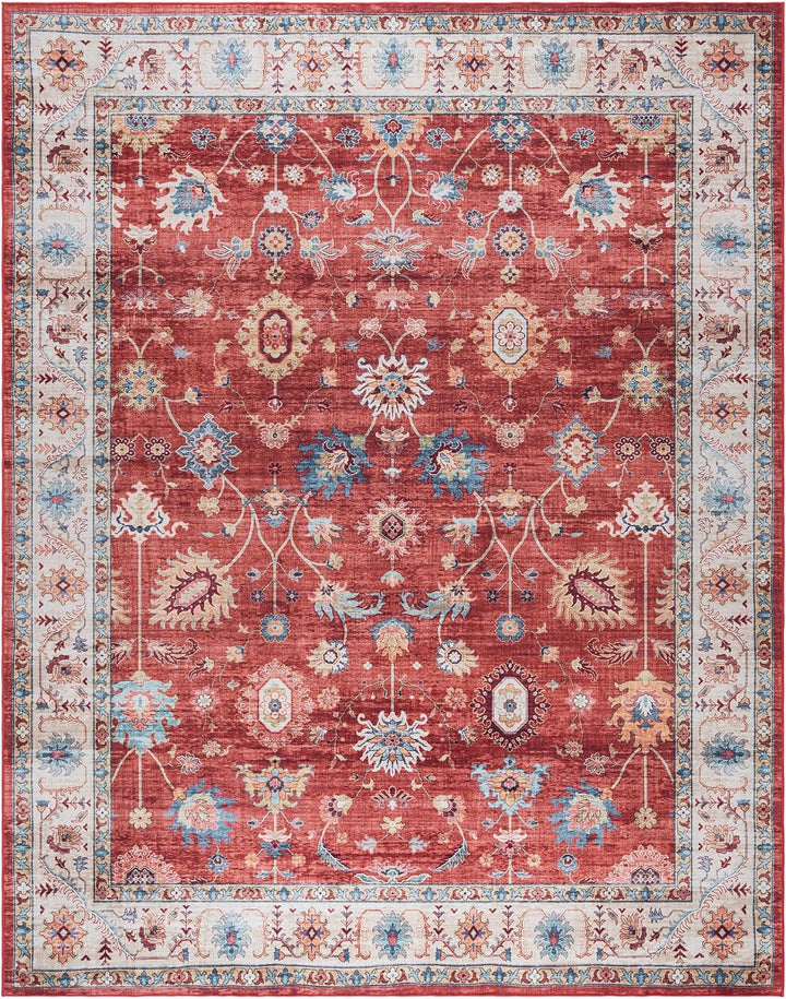 Printed Indoor Boho Area Rug - Non Slip, Ultra Thin, Super Strong, Printed Rug - Home Décor for Entryway, Bedroom, Living Room - 6x9 Medium, Cullen Red, 28939