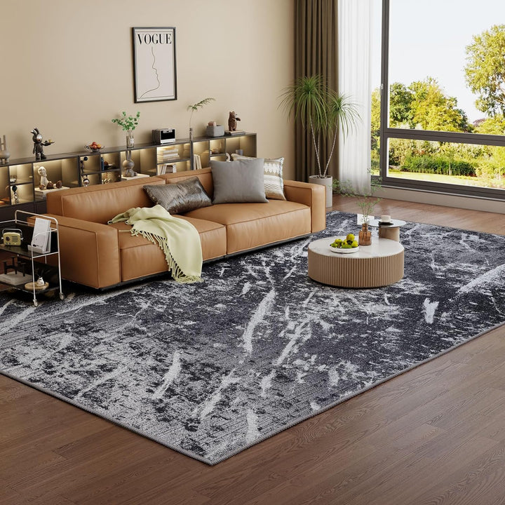 Washable Abstract Area Rug - Contemporary Style for Living Room, Bedroom, Kitchen, Machine Washable Rug for Living Room, Non-Shedding and Easy-Cleaning