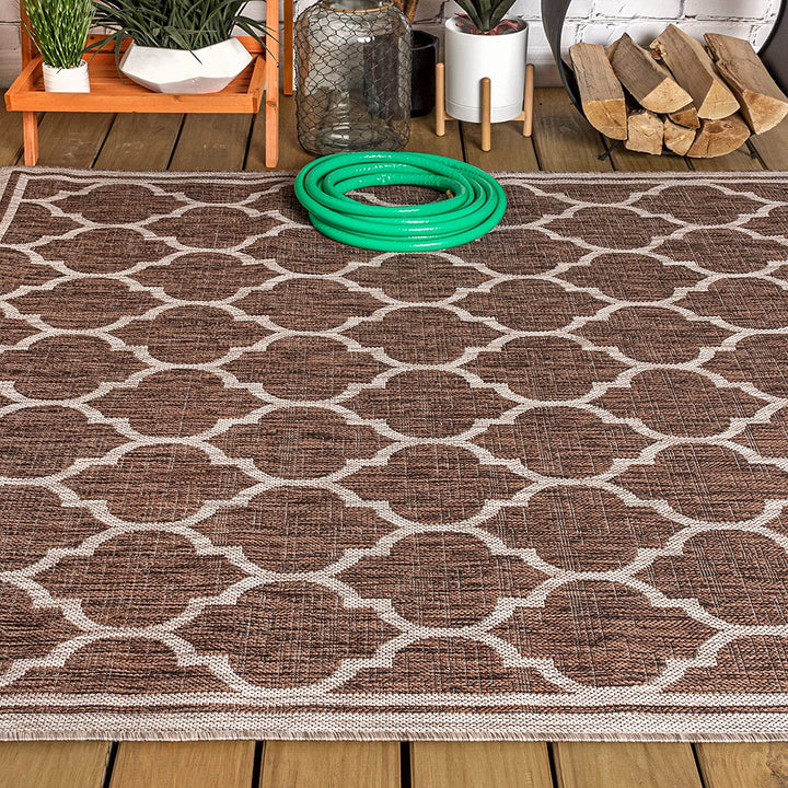 Trebol Moroccan Trellis Textured Weave Indoor Outdoor Area Rug, Modern, Bohemian, LivingRoom, Backyard