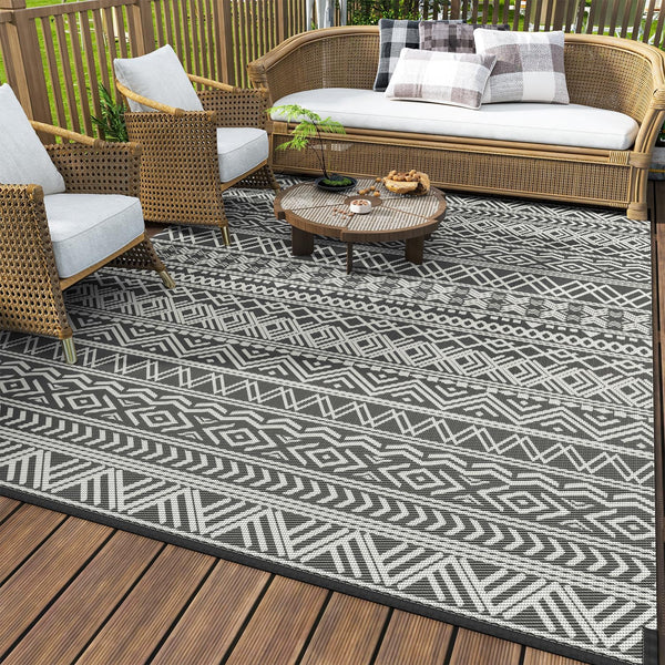 Outdoor Rug Carpet, Waterproof Reversible Patio Rug, RV Camping Rug, Plastic Straw Rug, Outside Indoor Outdoor Area Rug for Patio, Deck, Balcony, Picnic, Beach, Outdoor, Decor Boho