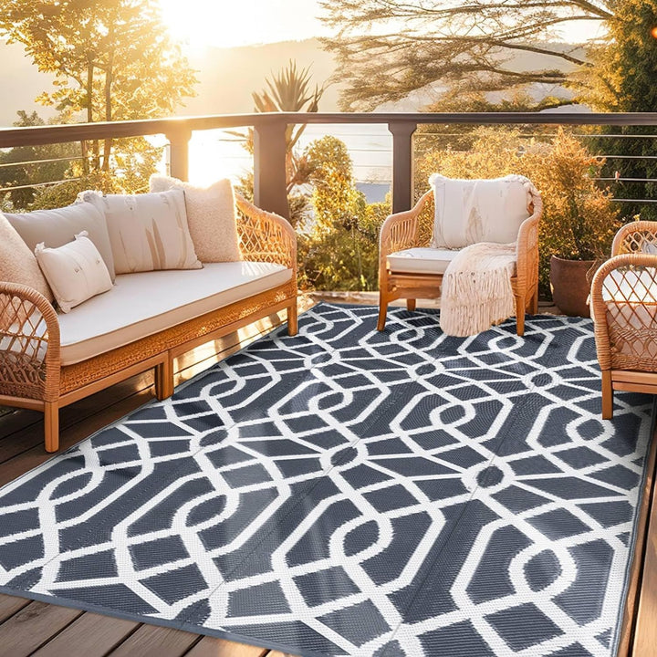 Outdoor Rug, Waterproof Reversible Mat Indoor-Outdoor Rugs Carpet, Small Area Rug, Plastic Straw Rug for Patio, Deck, Balcony, Pool, RV Camping, Beach, Picnic