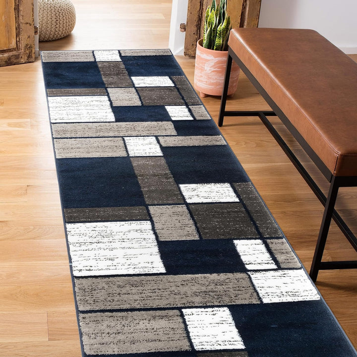 Contemporary Modern Boxes for Home Office, Living Room, Bedroom, Kitchen Non Shedding Area Rug