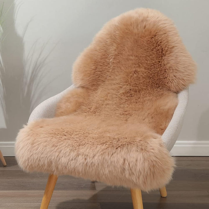 Genuine Sheepskin Area Rug Wool Rug Fur Carpet Fluffy Shaggy Fur Rug for Living Room Kids Bedroom Real Sheepskin Throw Lambskin Rugs Sofa Mat Chair Seat Covers (Tan, 2 x 6 ft Sheepskin)