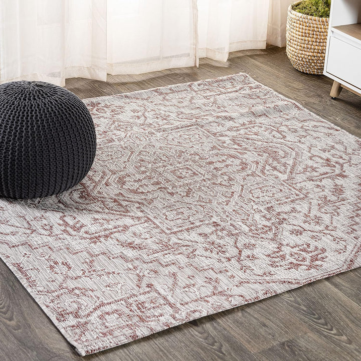 Estrella Bohemian Medallion Textured Weave Indoor/Outdoor Area-Rug, Coastal, Easy-Cleaning, HighTraffic, LivingRoom, Backyard, Non Shedding