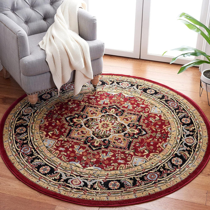 Lyndhurst Collection Area Rug - 9' x 12', Ivory & Red, Traditional Oriental Design, Non-Shedding & Easy Care, Ideal for High Traffic Areas in Living Room, Bedroom (LNH330A)