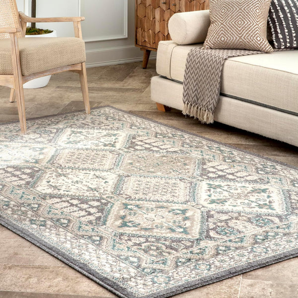 9x12 Becca Traditional Tiled Area Rug, Charcoal, Faded Transitional Design, Stain Resistant, For Bedroom, Dining Room, Living Room, Hallway, Office, Kitchen, Entryway