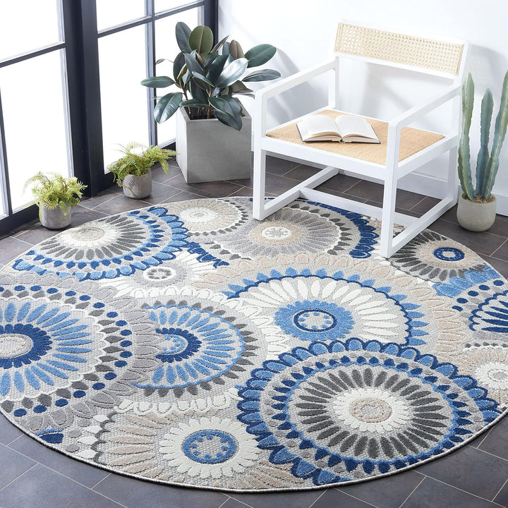 Cabana Collection Area Rug, Boho Medallion Design, Non-Shedding & Easy Care, Indoor/Outdoor & Washable-Ideal for Patio, Backyard, Mudroom