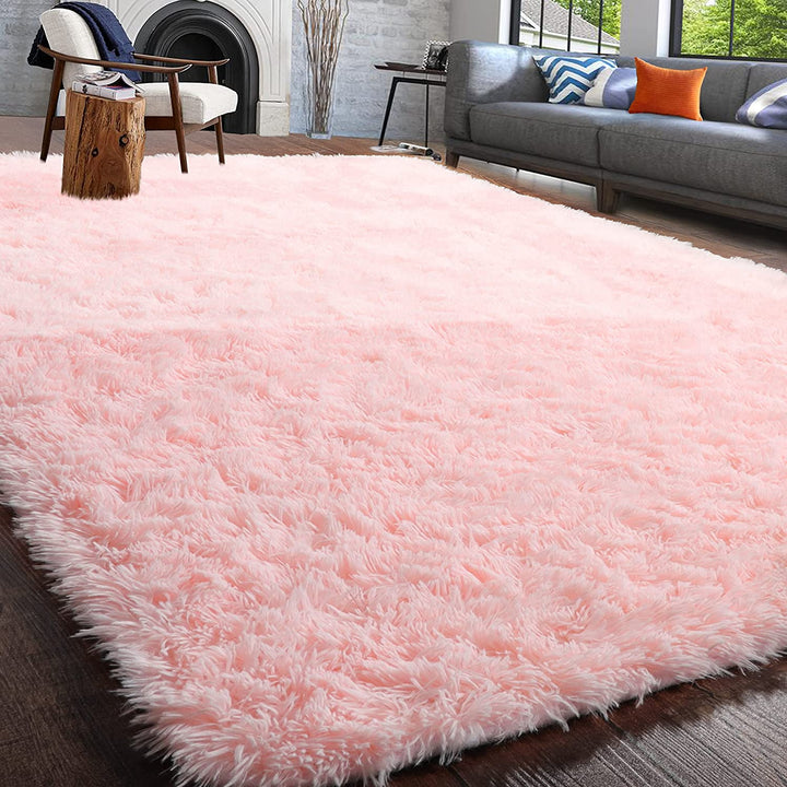 Pink Rugs for Girls Bedroom 4x6 Ft Fluffy Cute Girls Room Decor Aesthetic Area Rug Kawaii Baby Nursery Rug Plush Playroom Rug Shag Teen Girls Rug Thick Fur Dorm Rug Living Room Carpet