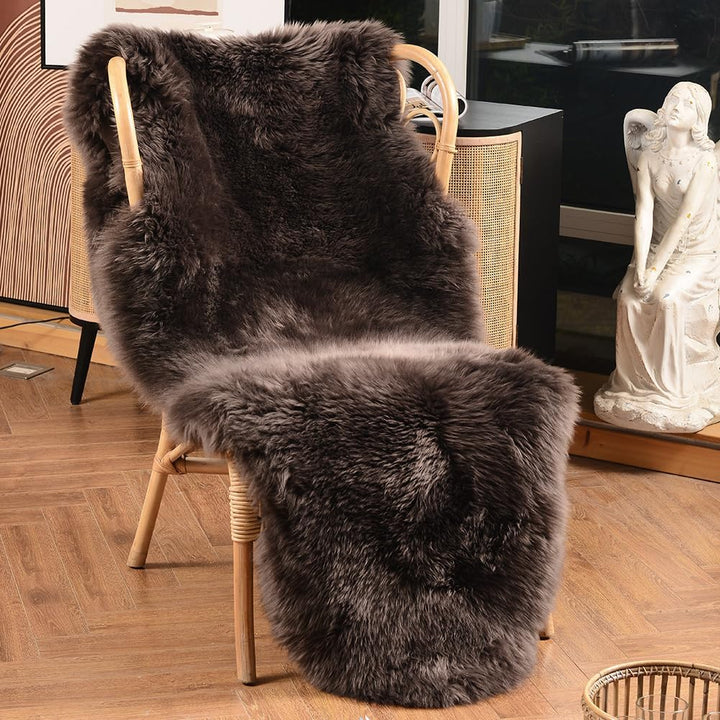 Genuine Sheepskin Area Rug Wool Rug Fur Carpet Fluffy Shaggy Fur Rug for Living Room Kids Bedroom Real Sheepskin Throw Lambskin Rugs Sofa Mat Chair Seat Covers (Tan, 2 x 6 ft Sheepskin)