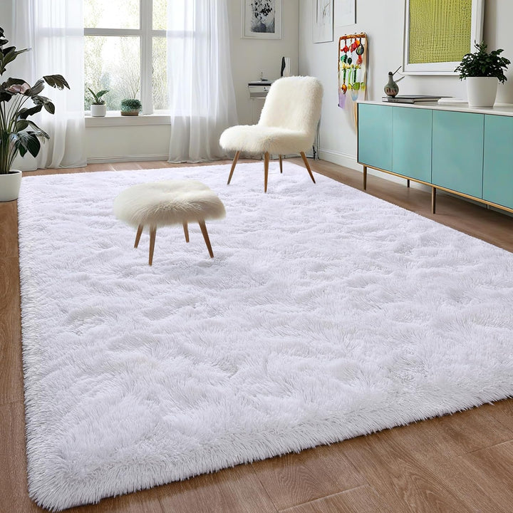 Super Soft Shaggy Rugs Fluffy Carpets, 4x6 ft, Green Area Rug for Living Room Bedroom Girls Kids Room Nursery Home Decor, Non-Slip Plush Indoor Floor Bedside Rug, 4x6 Feet Green