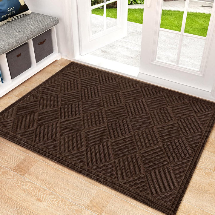 Front Door Mat, Heavy Duty Durable Welcome Mat for Outdoor Indoor, Dirt Trapper Waterproof Super Absorbent Door Mat for Entryway, Outside, Patio, Porch