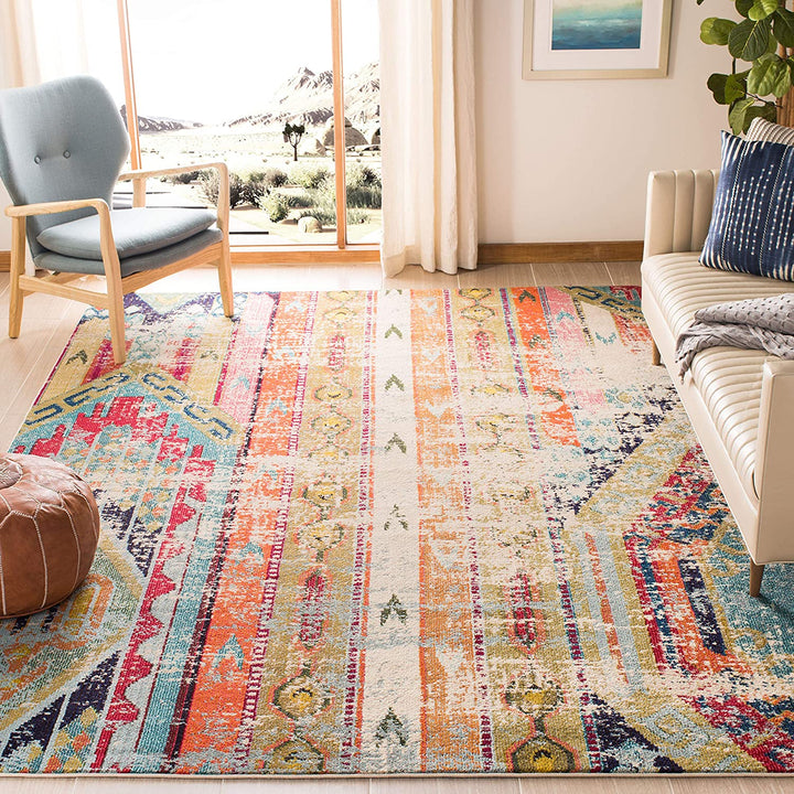 Monaco Collection Area Rug - Boho Chic Tribal Distressed Design, Non-Shedding & Easy Care, Ideal for High Traffic Areas in Living Room, Bedroom