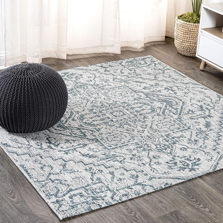 Estrella Bohemian Medallion Textured Weave Indoor/Outdoor Area-Rug, Coastal, Easy-Cleaning, HighTraffic, LivingRoom, Backyard, Non Shedding